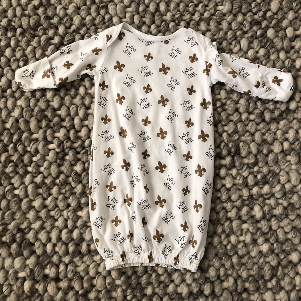 Nola Tawk Who Dat Saints Football Gown Newborn EUC